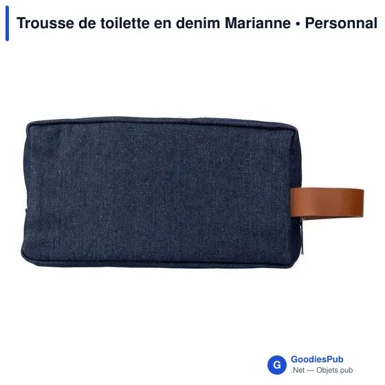Trousse de toilette personnalisable en denim avec logo - Marianne - Image 1