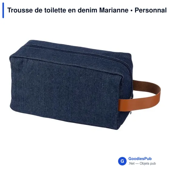 Trousse de toilette personnalisable en denim avec logo - Marianne - Image 2