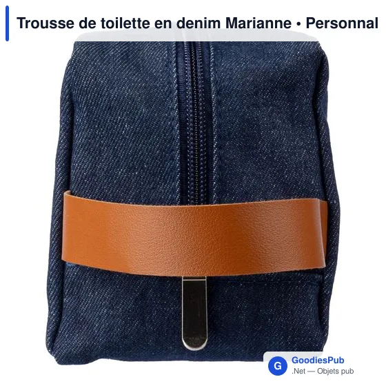 Trousse de toilette personnalisable en denim avec logo - Marianne - Image 3