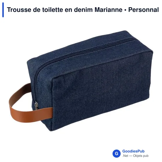 Trousse de toilette personnalisable en denim avec logo - Marianne - Image 4