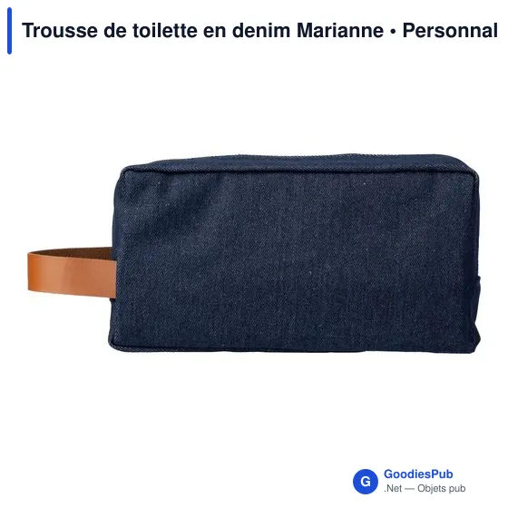 Trousse de toilette personnalisable en denim avec logo - Marianne - Image 5
