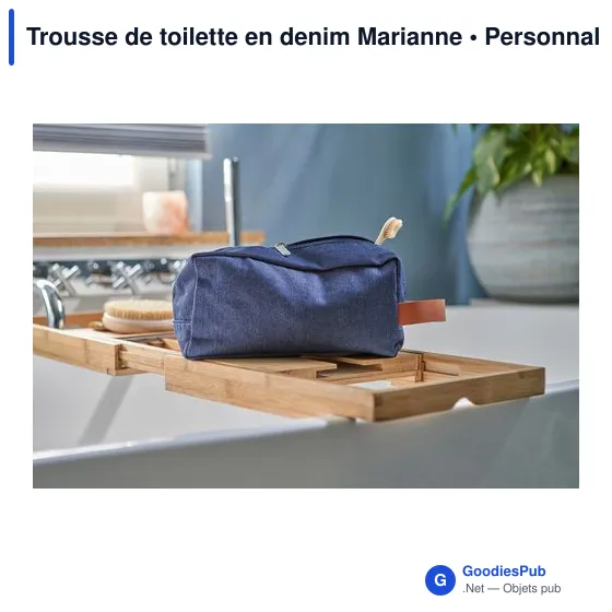 Trousse de toilette personnalisable en denim avec logo - Marianne - Image 6