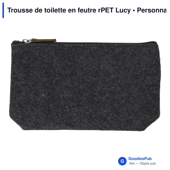 Trousse de toilette personnalisable en feutre rPET avec logo - Lucy - Image 1