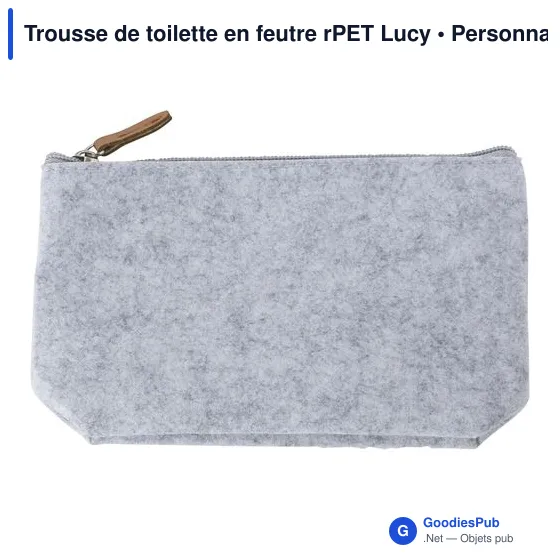 Trousse de toilette personnalisable en feutre rPET avec logo - Lucy - Image 3