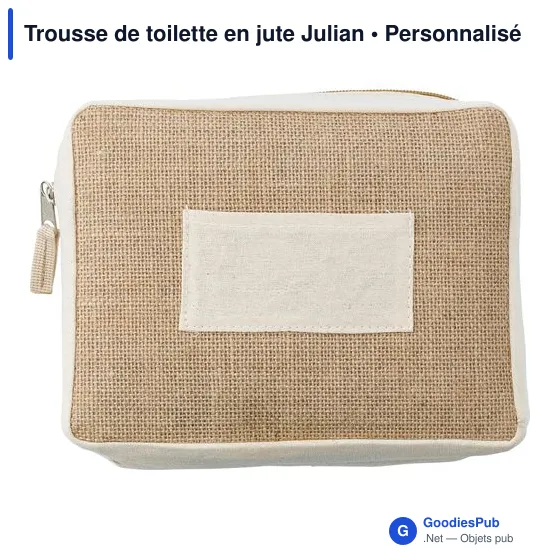 Trousse de toilette personnalisable en jute avec logo - Julian - Image 1