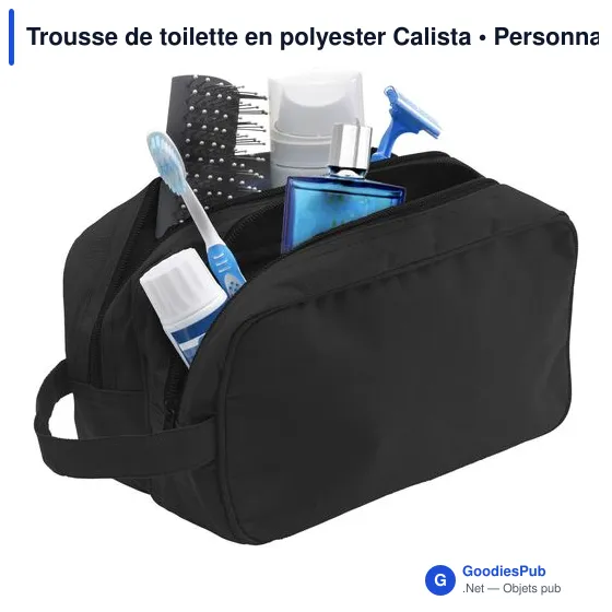 Trousse de toilette personnalisable en polyester avec logo - Calista - Image 2