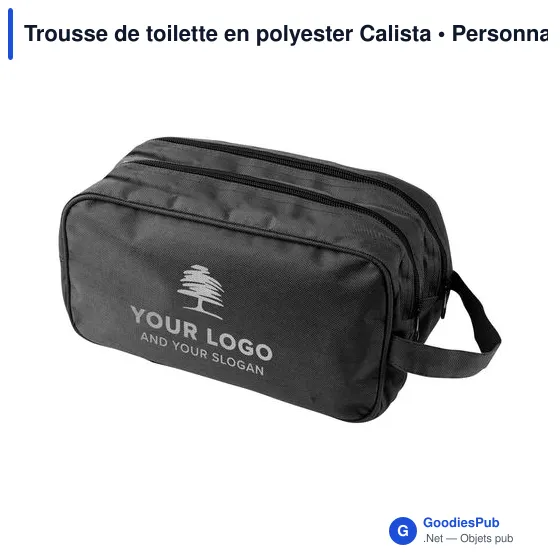 Trousse de toilette personnalisable en polyester avec logo - Calista - Image 3