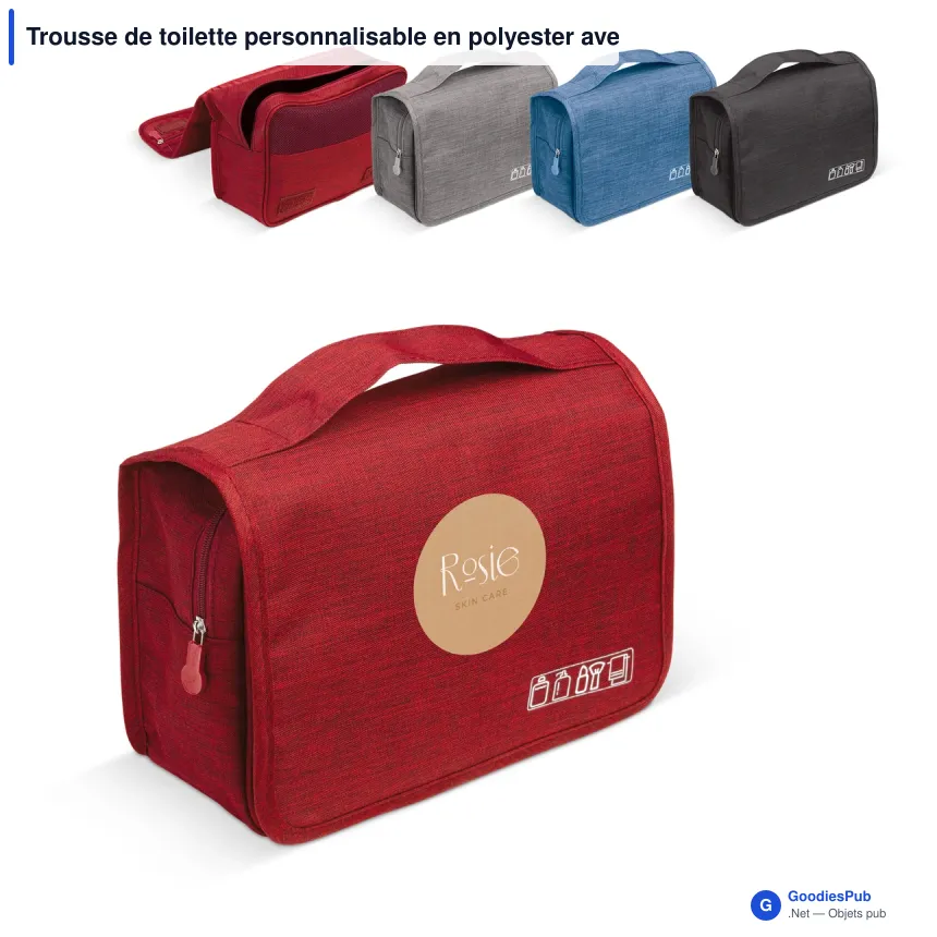 Trousse de toilette personnalisable en polyester avec logo - Voyage - Image 1