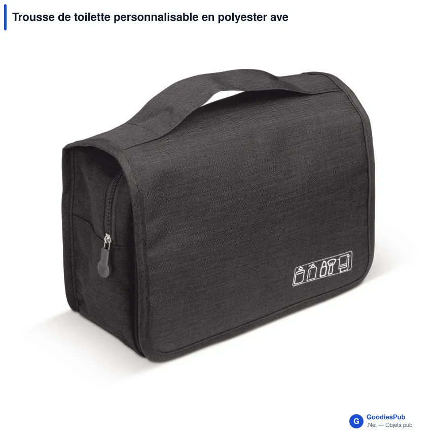 Trousse de toilette personnalisable en polyester avec logo - Voyage - Image 2
