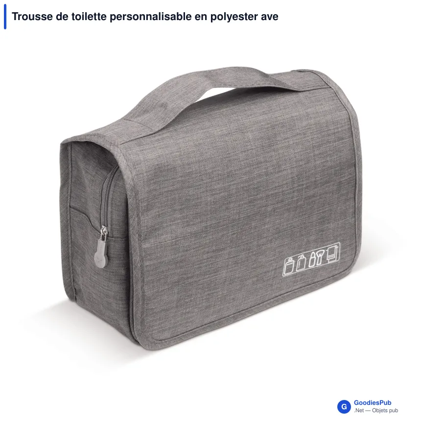Trousse de toilette personnalisable en polyester avec logo - Voyage - Image 3
