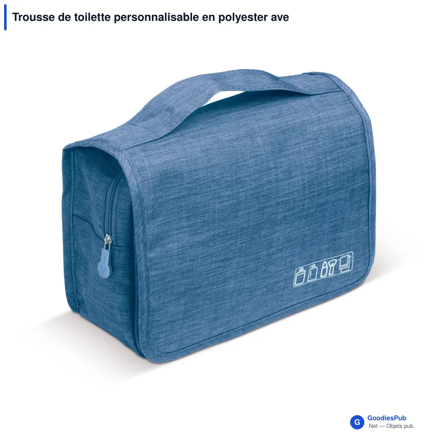 Trousse de toilette personnalisable en polyester avec logo - Voyage - Image 4