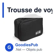 Trousse de voyage personnalisable pour câbles et chargeurs avec logo - Noire - Miniature 2
