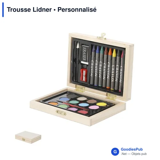 Trousse Lidner personnalisable avec logo - Set de coloriage en bois - Image 1
