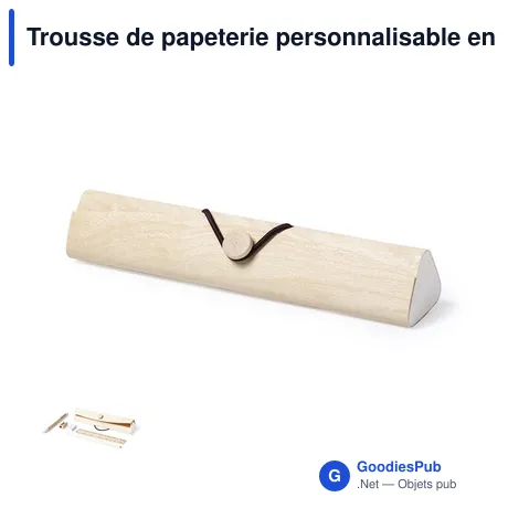 Trousse de papeterie personnalisable en bois avec logo - Trousse Palermo
