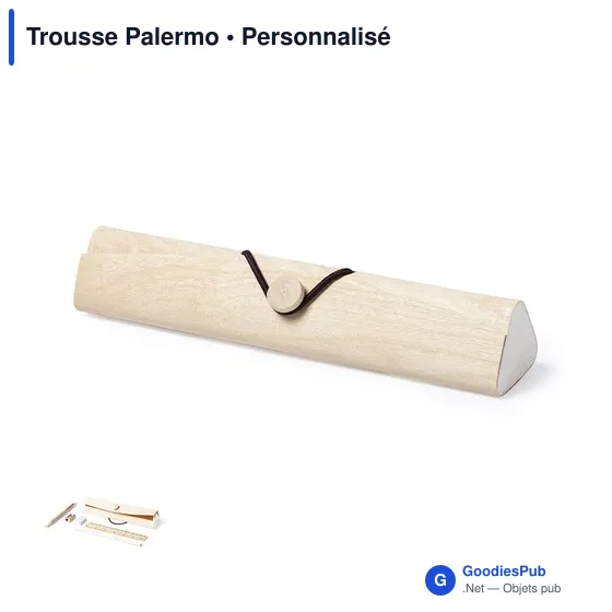 Trousse de papeterie personnalisable en bois avec logo - Trousse Palermo - Image 1