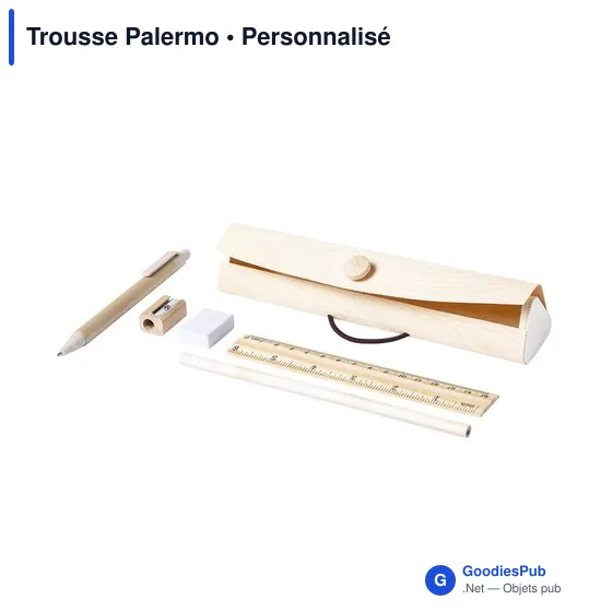 Trousse de papeterie personnalisable en bois avec logo - Trousse Palermo - Image 2