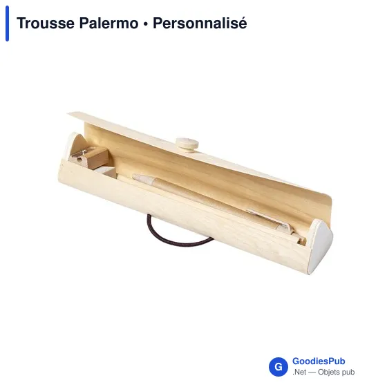 Trousse de papeterie personnalisable en bois avec logo - Trousse Palermo - Image 3