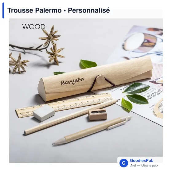 Trousse de papeterie personnalisable en bois avec logo - Trousse Palermo - Image 5