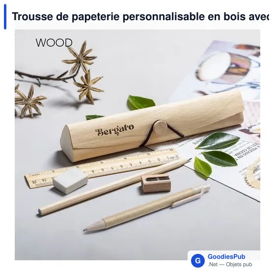 Trousse de papeterie personnalisable en bois avec logo - Trousse Palermo - Image 6