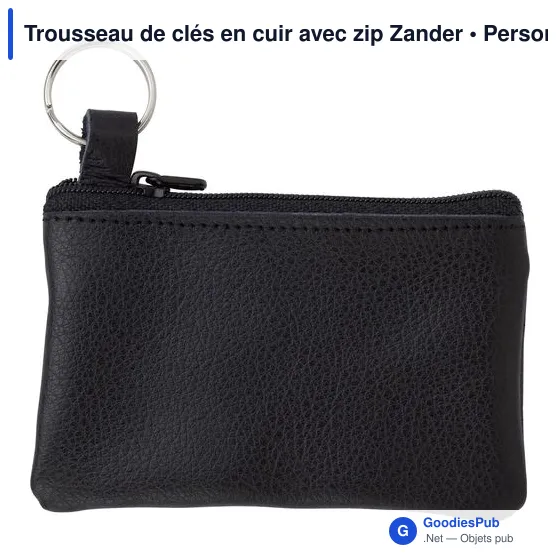 Trousseau de clés en cuir personnalisable avec logo - Zander - Image 1