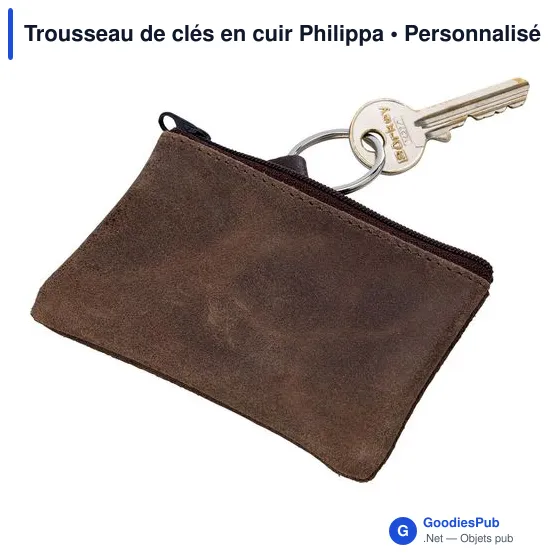 Trousseau de clés en cuir personnalisable avec logo - Philippa - Image 2