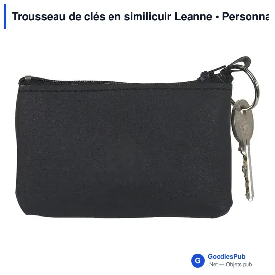 Trousseau de clés personnalisable en similicuir avec logo - Image 1