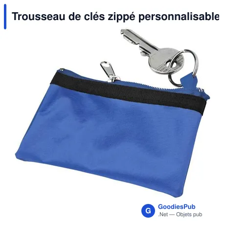 Trousseau de clés zippé personnalisable avec logo - Sheridan
