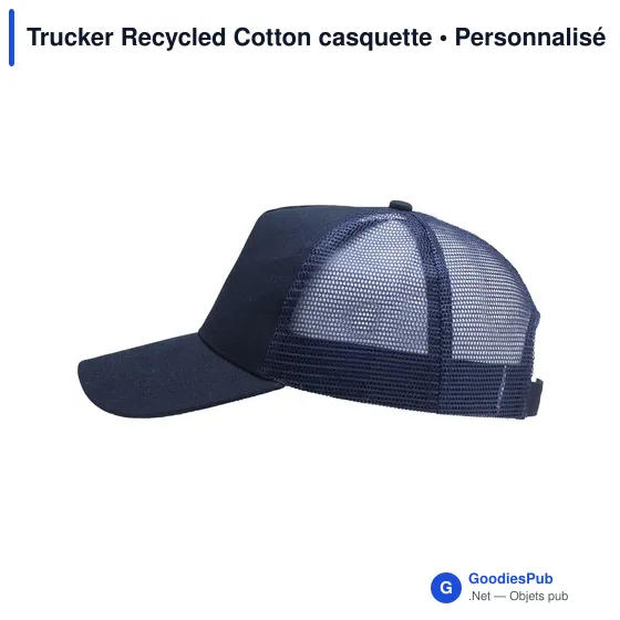 Casquette Trucker personnalisable en coton recyclé avec logo - Image 1