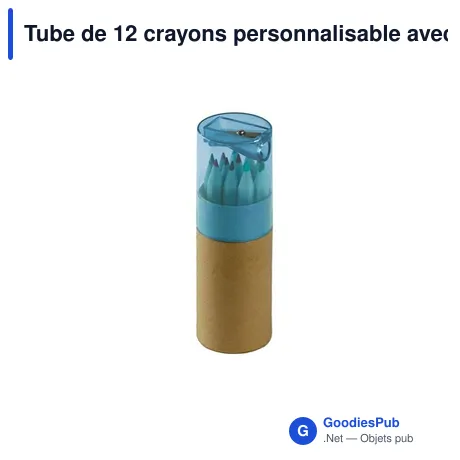 Tube de 12 crayons personnalisable avec logo - Nate