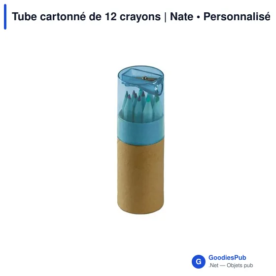Tube de 12 crayons personnalisable avec logo - Nate - Image 1