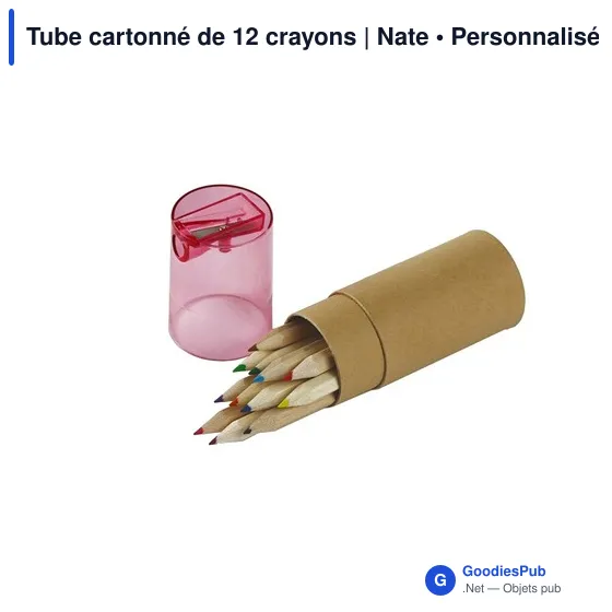 Tube de 12 crayons personnalisable avec logo - Nate - Image 3