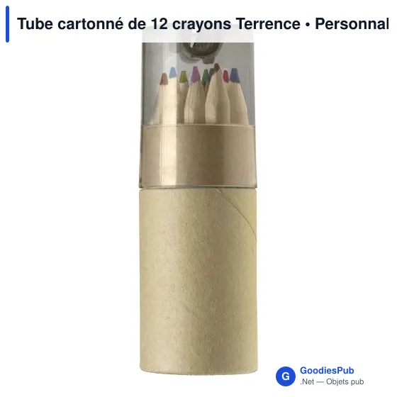 Tube cartonné de 12 crayons Terrence - Image 1