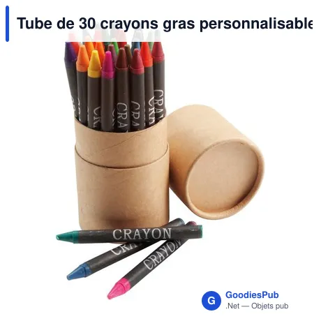 Tube de 30 crayons gras personnalisable avec logo - Gabrielle
