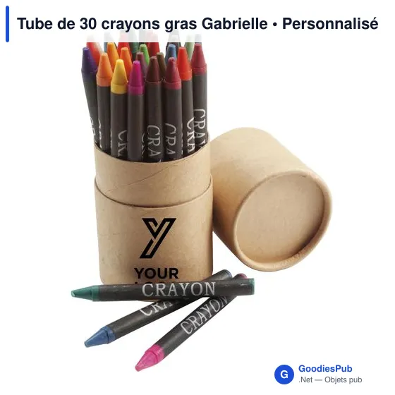 Tube de 30 crayons gras personnalisable avec logo - Gabrielle - Image 2