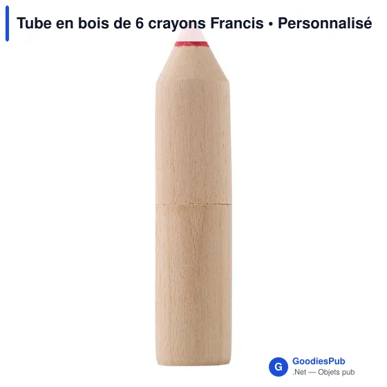 Tube en bois de 6 crayons personnalisable avec logo - Francis - Image 1
