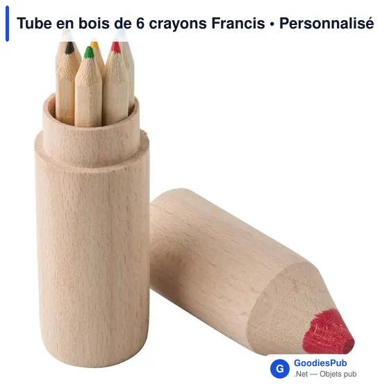 Tube en bois de 6 crayons personnalisable avec logo - Francis - Image 2