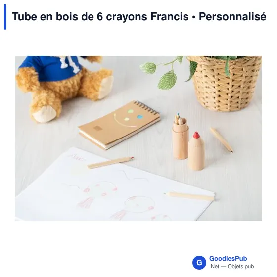 Tube en bois de 6 crayons personnalisable avec logo - Francis - Image 3