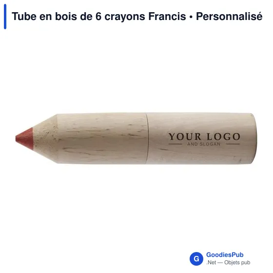 Tube en bois de 6 crayons personnalisable avec logo - Francis - Image 4