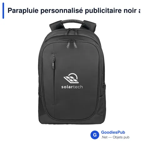 Parapluie personnalisé publicitaire noir avec impression logo