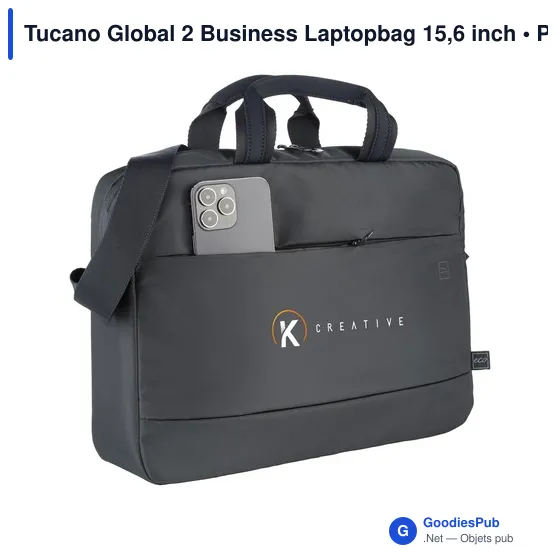 Sacoche ordinateur personnalisable Tucano Global 2 avec logo - Image 4