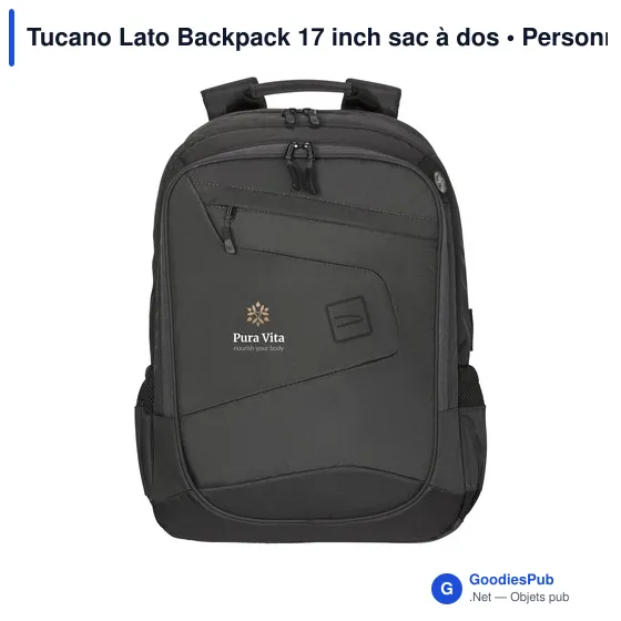 Sac à dos personnalisable Tucano Lato 17 pouces avec logo - Image 1