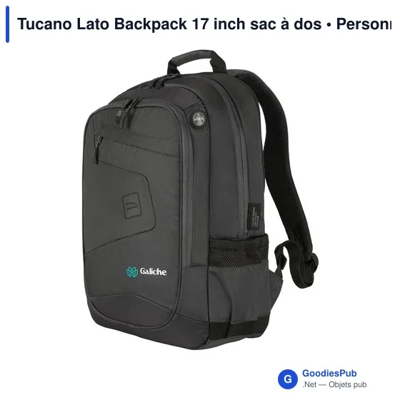 Sac à dos personnalisable Tucano Lato 17 pouces avec logo - Image 2