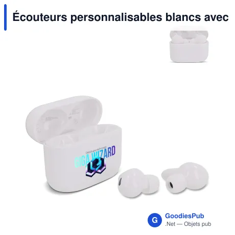 Écouteurs personnalisables blancs avec logo - TCL MoveAudio S108