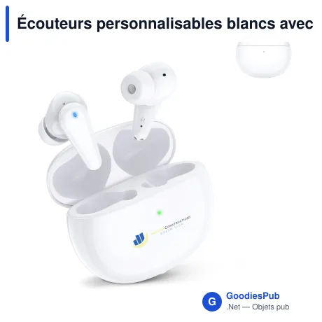 Écouteurs personnalisables blancs avec logo - TCL MoveAudio Neo