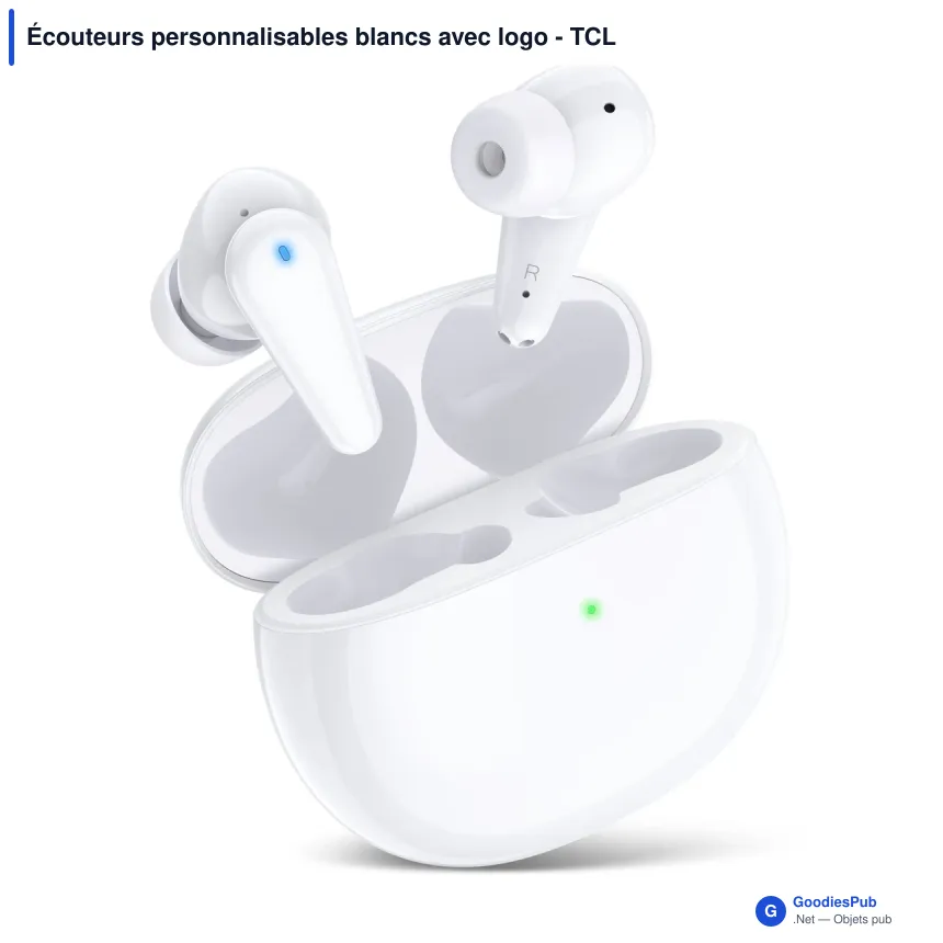 Écouteurs personnalisables blancs avec logo - TCL MoveAudio Neo - Image 2