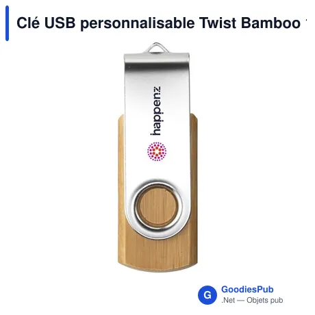 Clé USB personnalisable Twist Bamboo 16 Go avec logo