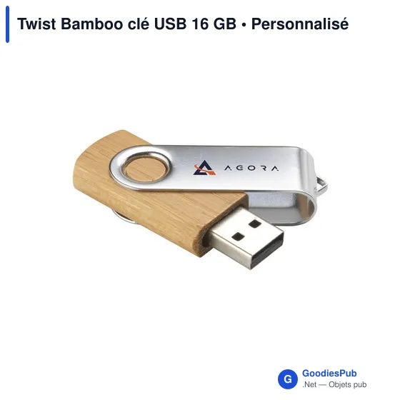 Clé USB personnalisable Twist Bamboo 16 Go avec logo - Image 3