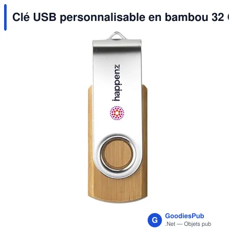 Clé USB personnalisable en bambou 32 Go avec logo