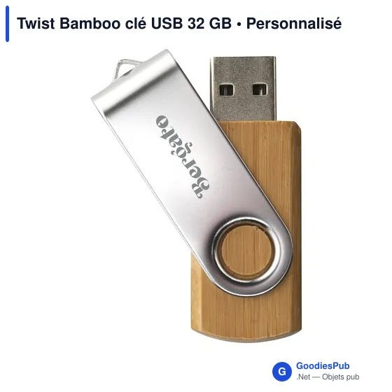 Clé USB personnalisable en bambou 32 Go avec logo - Image 2