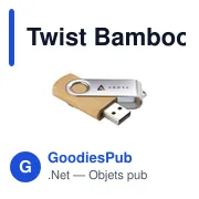 Clé USB personnalisable Twist Bamboo 64 Go avec logo - Miniature 3